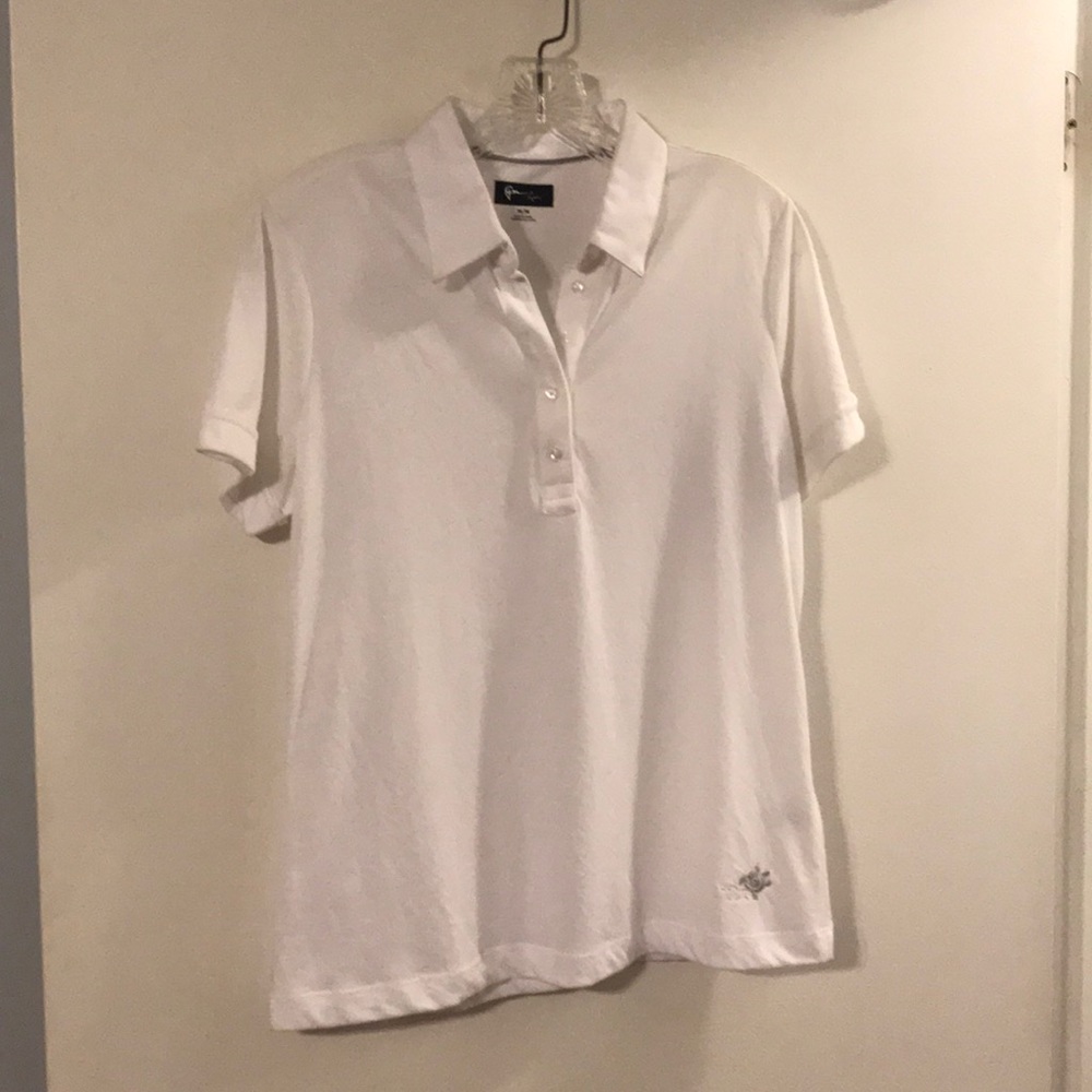 Greg Norman white polo shirt